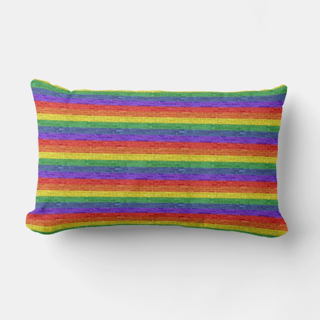 Coussin Rectangle Briques Rainbow Pride (Recto)