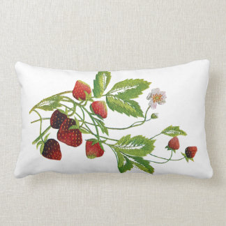 Coussin Rectangle Broderie Faux - Fraises