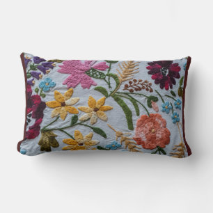 Coussin Rectangle Broderie florale Motif avec de belles fleurs