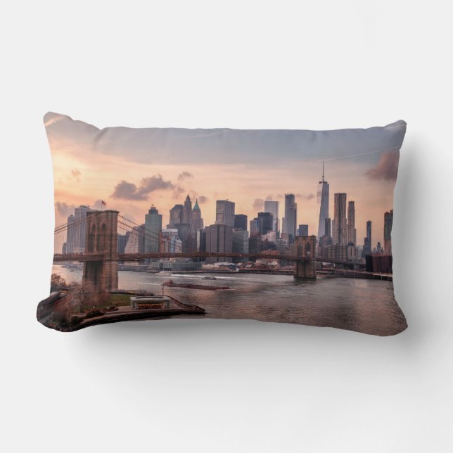 Coussin Rectangle Brooklyn Bridge et Lower Manhattan (Recto)