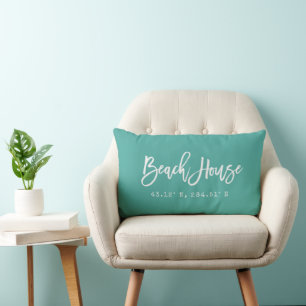 Coussin Rectangle Brosse Script Beach House Vos Coordonnées
