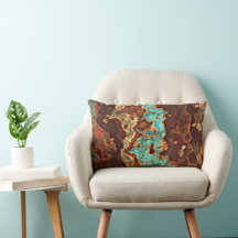 Brown Aqua Turquoise Green Geode Marble Art