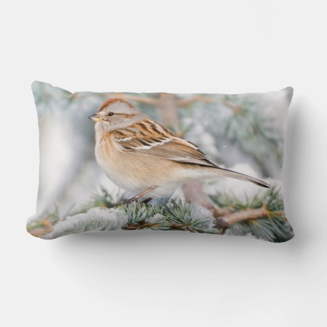 Coussin Rectangle Bruant hudsonien en hiver (Recto)
