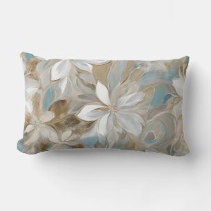 Coussin Rectangle Brun beige bleu sarcelle floral