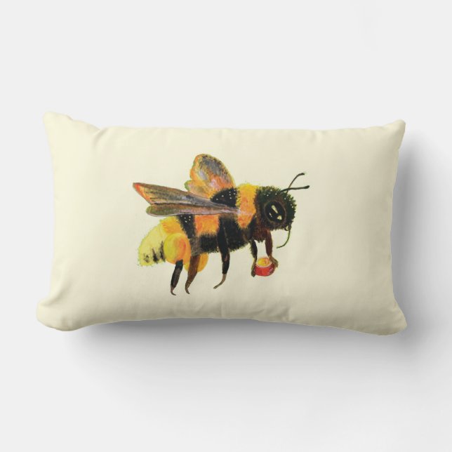 Coussin Rectangle Bumble Bee transportant du pollen (Recto)