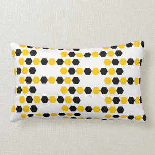 Coussin Rectangle Bumble Noir Jaune Géométrique Hexagramme Motif Hex