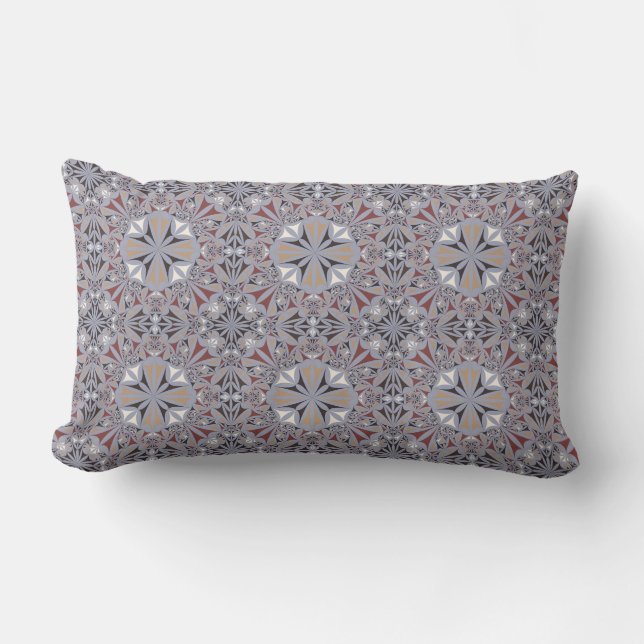 Coussin Rectangle Burgundy and Grey Elegant Pattern (Recto)
