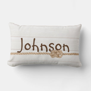 Coussin Rectangle Câble Knot Sur Bois Blanchis