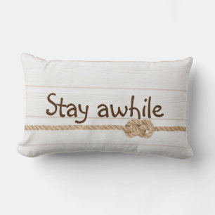 Coussin Rectangle Câble Knot Sur Bois Blanchis