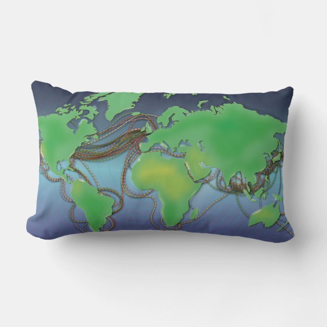 Coussin Rectangle Câbles UnderSea Communication (Recto)