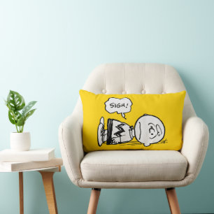 Coussin Rectangle cacahuètes   Charlie Brown est en panne