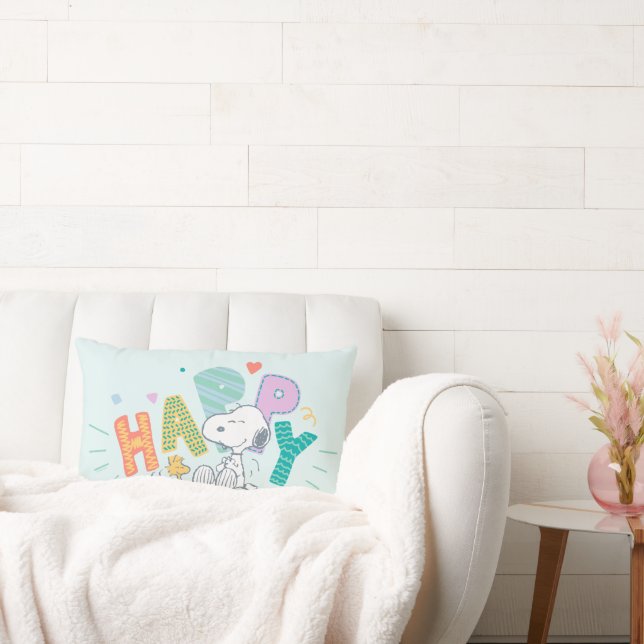 Coussin Rectangle cacahuètes | Snoopy & Woodstock Happy (Canapé)