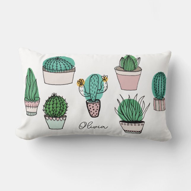 Coussin Rectangle Cactus Cactus Succulents Plantes pointés (Recto)