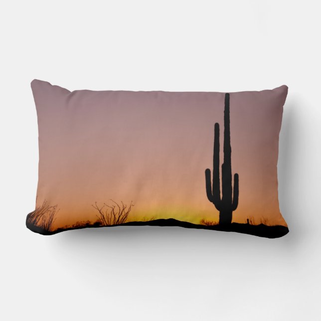 Coussin Rectangle Cactus de Saguaro au coucher du soleil (Recto)