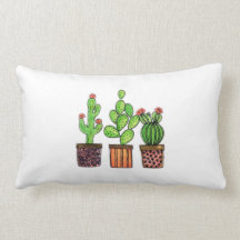 Cactus mignon d'aquarelle dans des pots