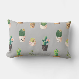Coussin Rectangle Cactus Succulents à Dessrt Vert dans les pots