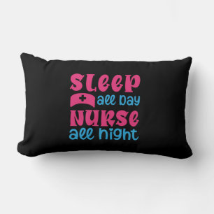 Coussin Rectangle Cadeau infirmière Dormir toute la journée Infirm