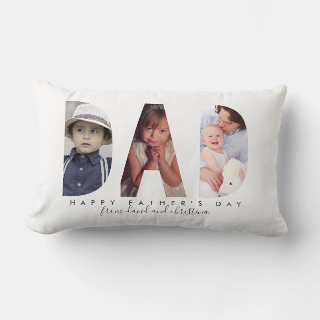 Coussin Rectangle Cadeau pour Fête des pères Collage photo personnal (Recto)