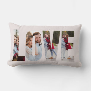 Coussin Rectangle Cadre Amour Moderne 4 Photo Personnalisé