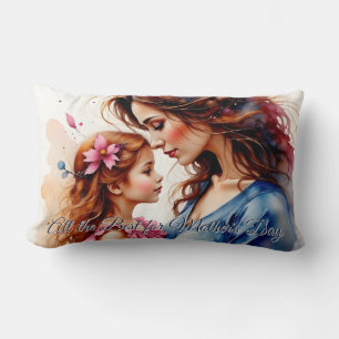 Coussin Rectangle Câlin de la fête des Mères dans le style floral aq
