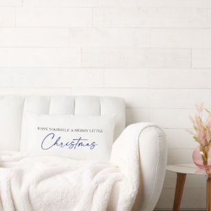 Coussin Rectangle Calligraphie Stylo à encre bleue minimaliste Noël