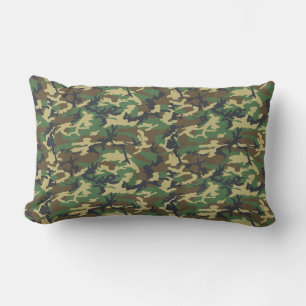 Coussin Rectangle Camo vert foncé et Brown   Feuilles d'arborescence