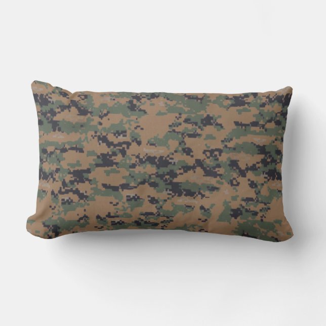 Coussin Rectangle Camouflage en bois (numérique) (Recto)