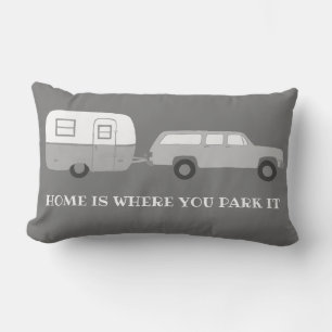 Coussin Rectangle Camper Trailer vintage RV Motorhome Vanlife gris