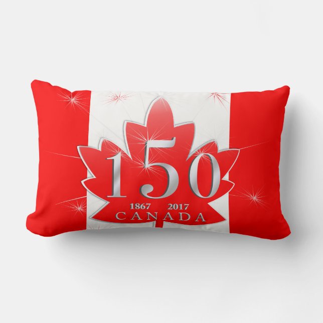 Coussin Rectangle Canada 150 Fête de l'anniversaire Feuille d'érable (Recto)