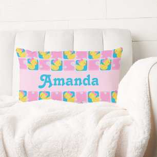 Coussin Rectangle Canard en caoutchouc aquarelle fille nom personnal
