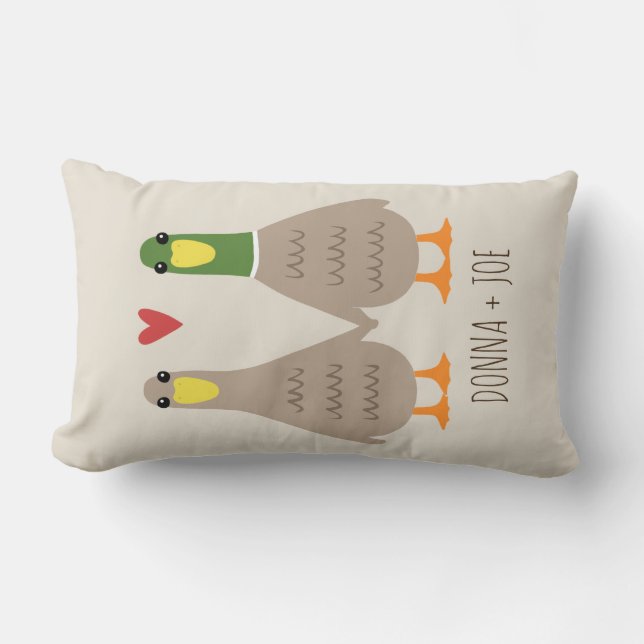 Coussin Rectangle Canards d'amour (Recto)