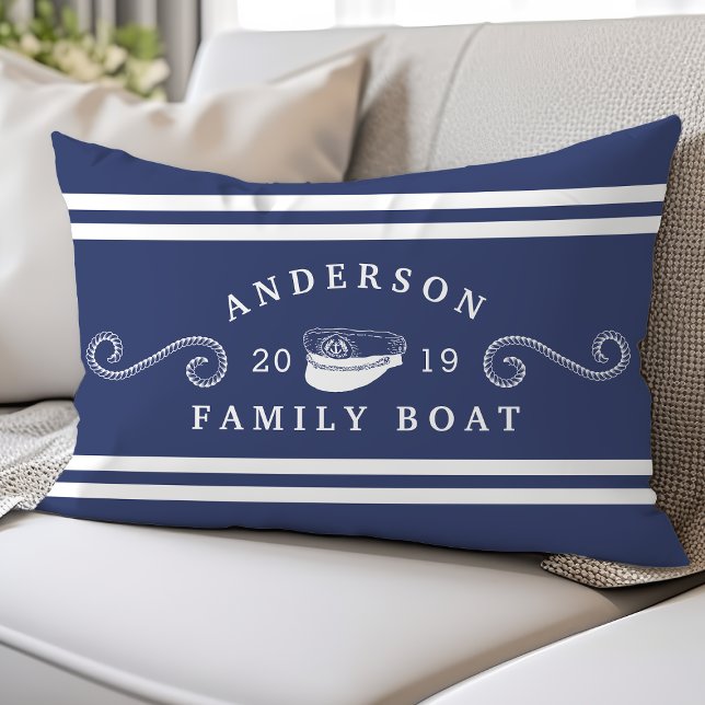 Coussin Rectangle Capitaine de bateau de navigation familiale bleu m (Créateur téléchargé)