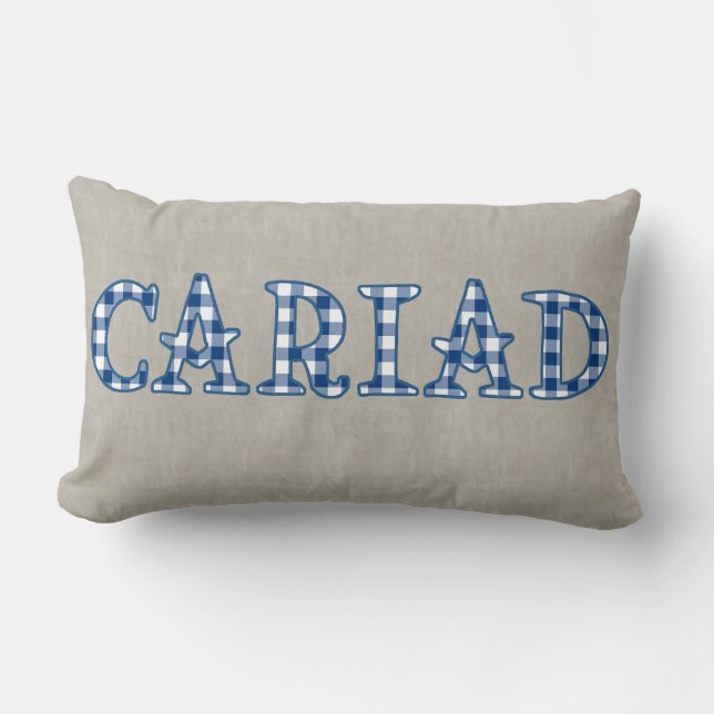 Coussin Rectangle Cariad Welsh En vichy la conception de texte sur B (Recto)