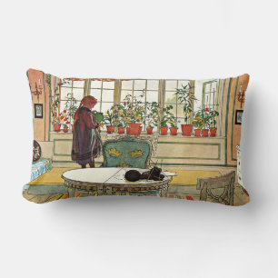 Coussin Rectangle Carl Larsson - Fleurs sur le rebord de fenêtre