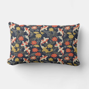 Coussin Rectangle Carpe Koï Élégante et Motif de Lotus