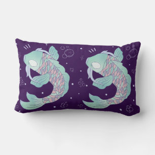 Coussin Rectangle Carpe Koi Pastel Art Populaire Fantaisiste Sous-