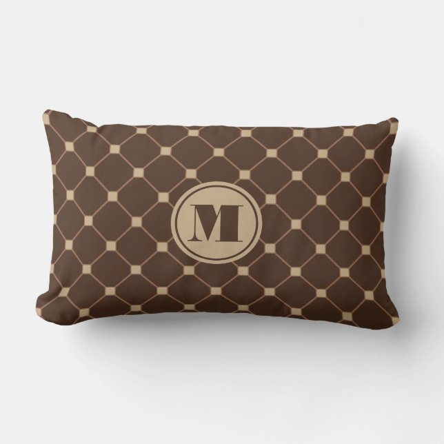 Coussin Rectangle Carreau Brown et bronzage de réversible de diamant (Recto)