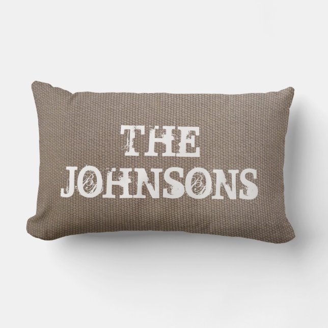 Coussin Rectangle Carreau chic de lumbar de toile de jute de pays (Recto)