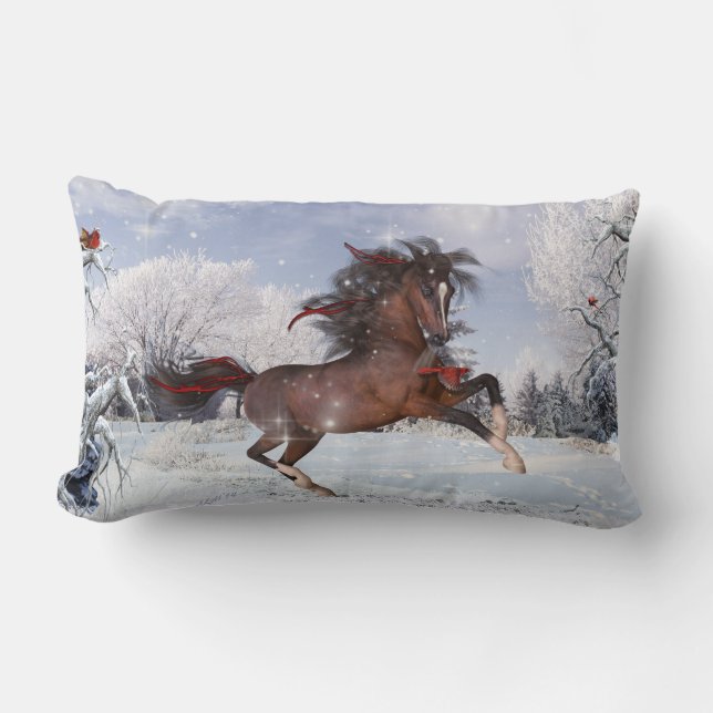 Coussin Rectangle Carreau de cheval de vacances de Noël (Recto)