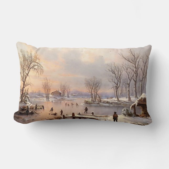 Coussin Rectangle Carreau de pays de neige d'hiver de patinage de (Recto)