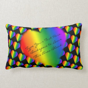 Coussin Rectangle Carreau fait sur commande d'amour d'arc-en-ciel de