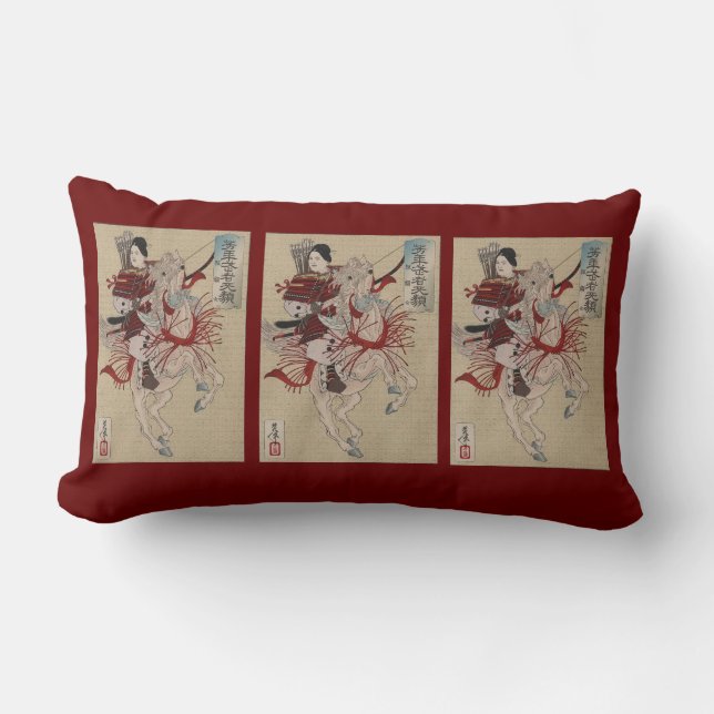 Coussin Rectangle Carreau japonais de rouge de guerrier (Recto)