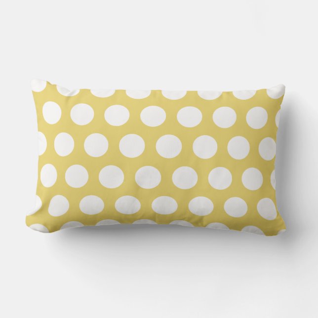 Coussin Rectangle Carreau jaune et blanc de Lumbar de point de polka (Recto)