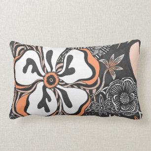 Coussin Rectangle Carreau personnalisable floral de la couleur de