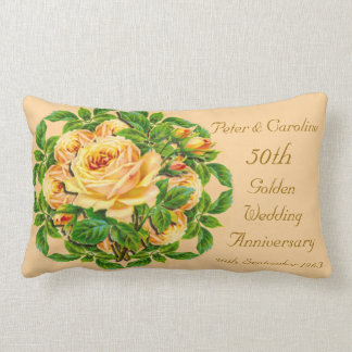 Coussin Rectangle Carreau rose d'anniversaire de mariage d'or