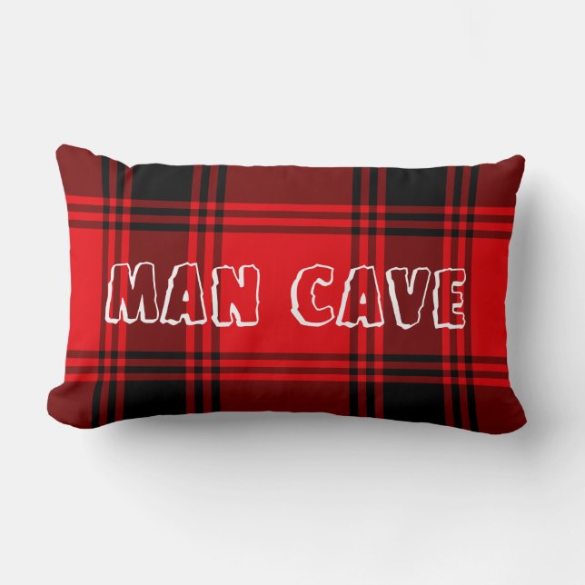 Coussin Rectangle Carreau rouge de Lumbar de caverne d'homme de (Recto)