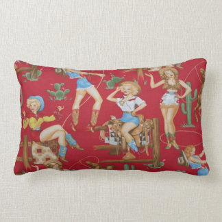Coussin Rectangle Carreau rouge de MoJo de rétros cow-girls vintages