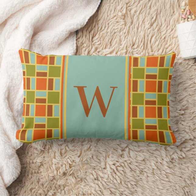 Coussin Rectangle Carreaux Rétro Monogramme (Couverture)