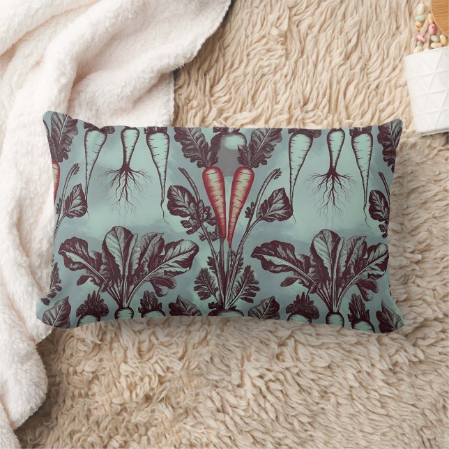 Coussin Rectangle Carrot Beet Radish Parsnip Root System Botanique (Couverture)