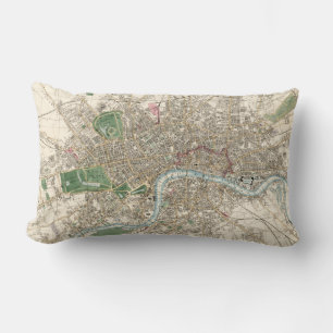 Coussin Rectangle Carte ancienne de Londres Angleterre (1853)